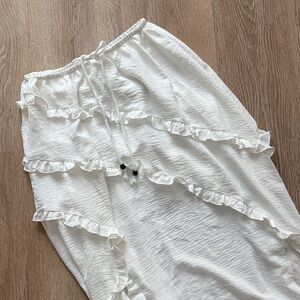 White Ruffle Long Skirt